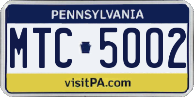 PA license plate MTC5002