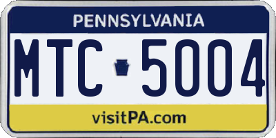 PA license plate MTC5004