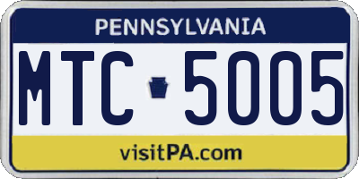PA license plate MTC5005