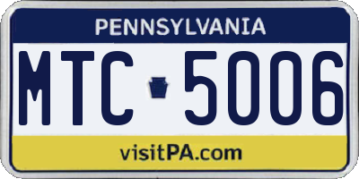 PA license plate MTC5006