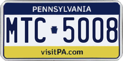 PA license plate MTC5008