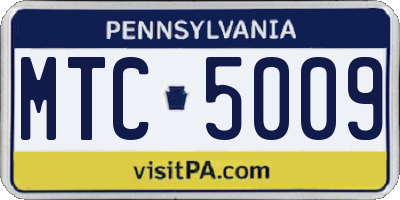 PA license plate MTC5009