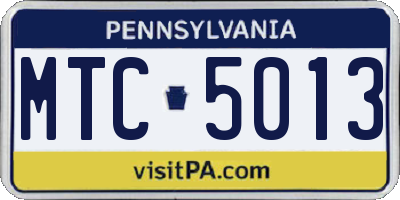 PA license plate MTC5013