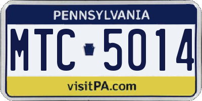 PA license plate MTC5014