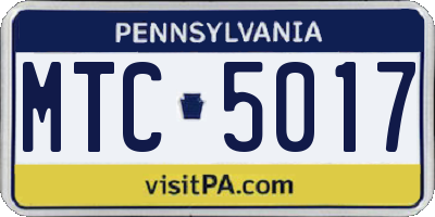 PA license plate MTC5017