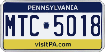 PA license plate MTC5018