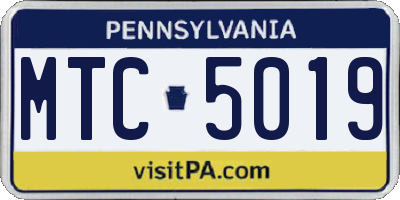 PA license plate MTC5019