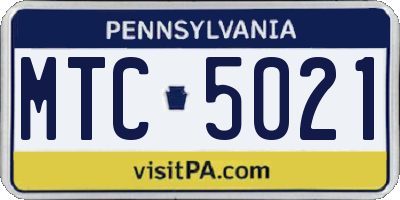 PA license plate MTC5021