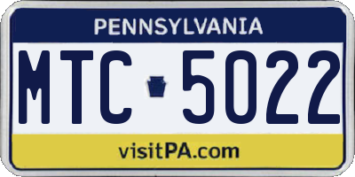 PA license plate MTC5022