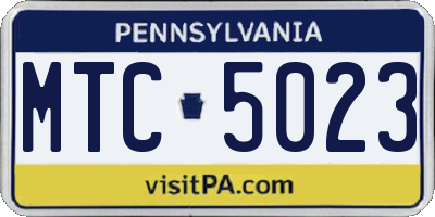 PA license plate MTC5023