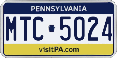 PA license plate MTC5024