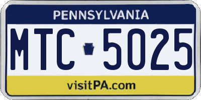PA license plate MTC5025