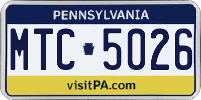 PA license plate MTC5026