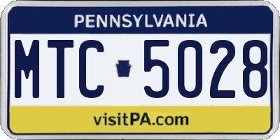 PA license plate MTC5028