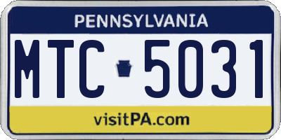 PA license plate MTC5031
