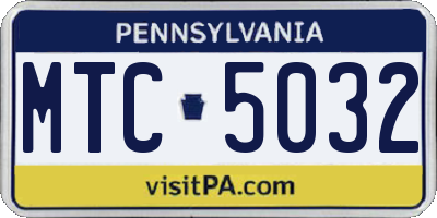PA license plate MTC5032