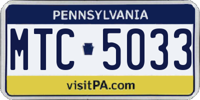 PA license plate MTC5033
