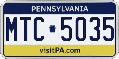 PA license plate MTC5035