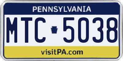 PA license plate MTC5038