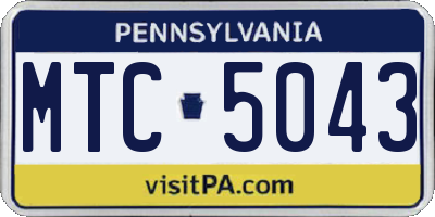 PA license plate MTC5043