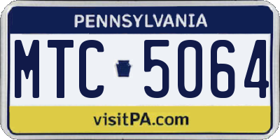 PA license plate MTC5064