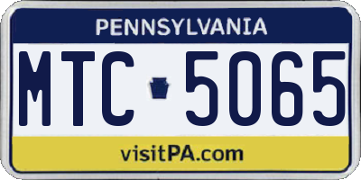 PA license plate MTC5065