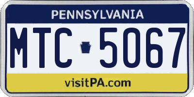 PA license plate MTC5067