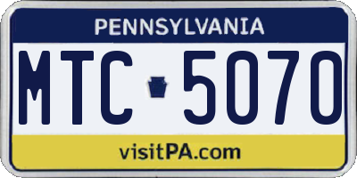 PA license plate MTC5070