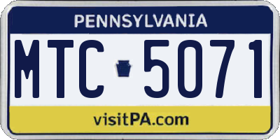 PA license plate MTC5071