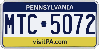 PA license plate MTC5072