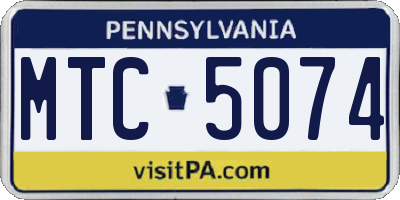 PA license plate MTC5074