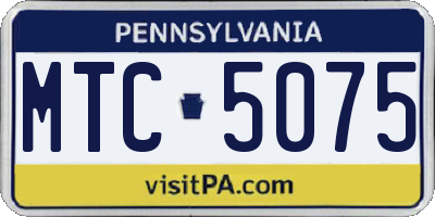 PA license plate MTC5075