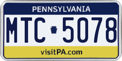 PA license plate MTC5078