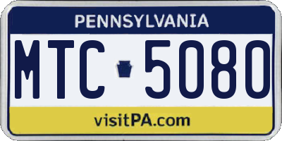 PA license plate MTC5080