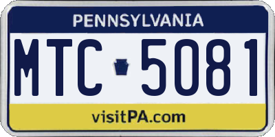 PA license plate MTC5081