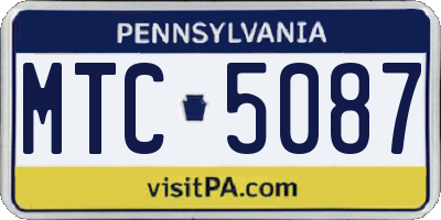 PA license plate MTC5087