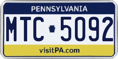PA license plate MTC5092