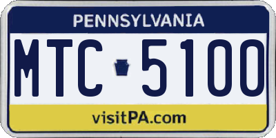 PA license plate MTC5100