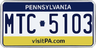 PA license plate MTC5103