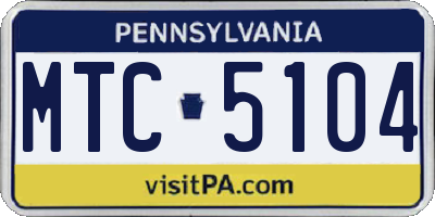 PA license plate MTC5104