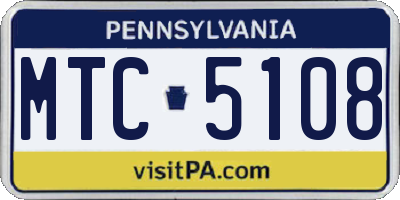 PA license plate MTC5108