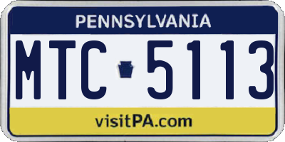 PA license plate MTC5113