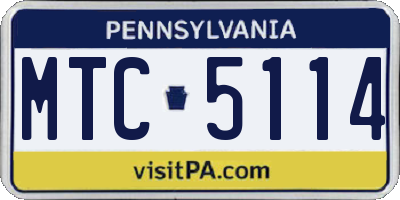 PA license plate MTC5114
