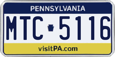 PA license plate MTC5116