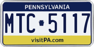 PA license plate MTC5117