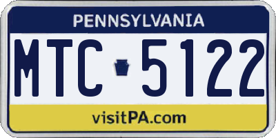 PA license plate MTC5122