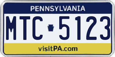 PA license plate MTC5123