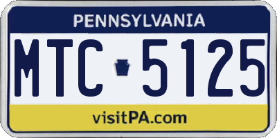 PA license plate MTC5125