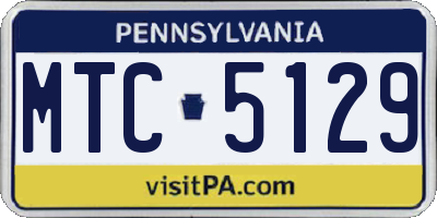 PA license plate MTC5129