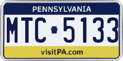 PA license plate MTC5133